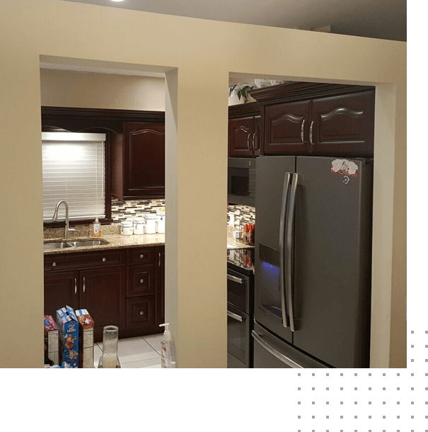 Modern kitchen with black granite counter interior