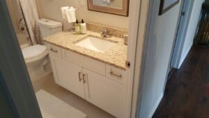 Beautiful master bathroom in a new, modern home with a toilet